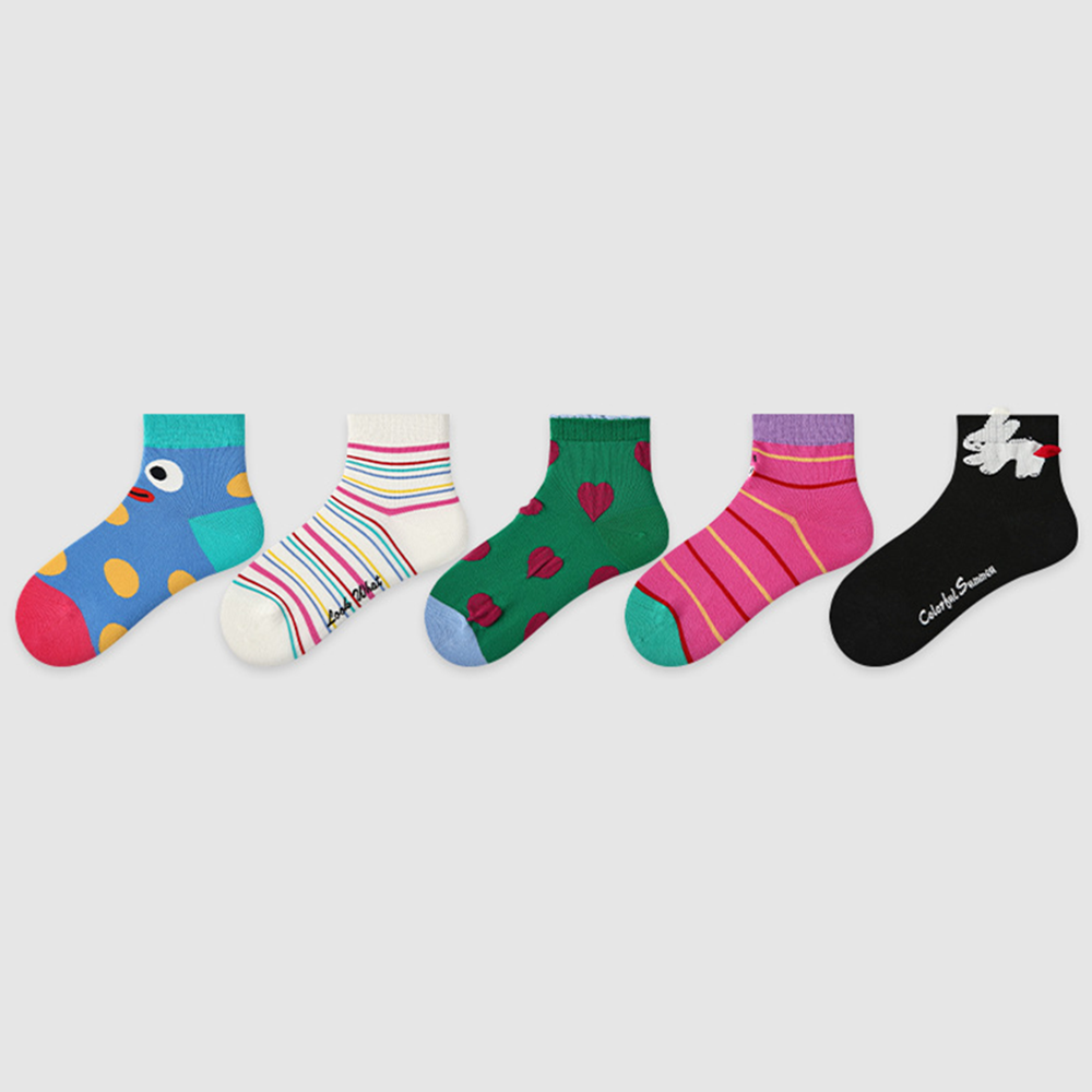 Calzini Sportivi Caviglia Pois Colorati 5 Pezzi