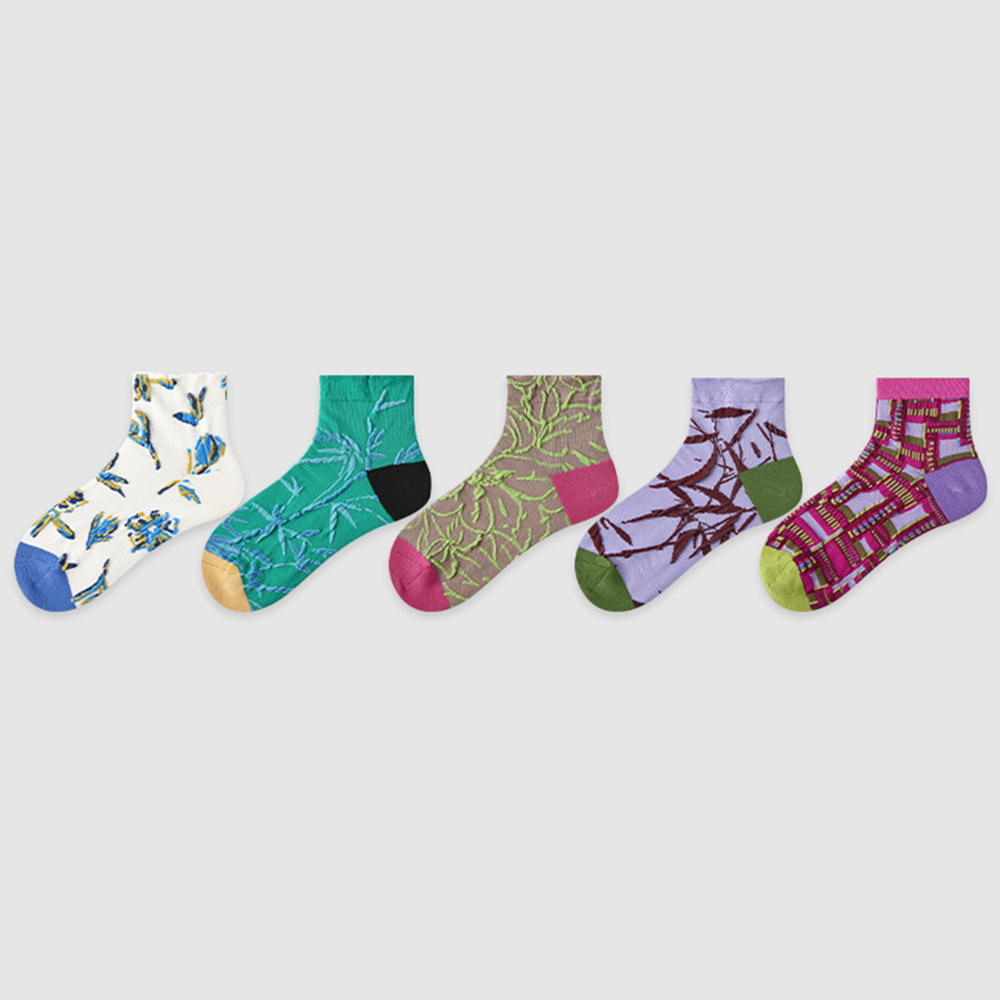 Calzini Sportivi Caviglia Pois Colorati 5 Pezzi