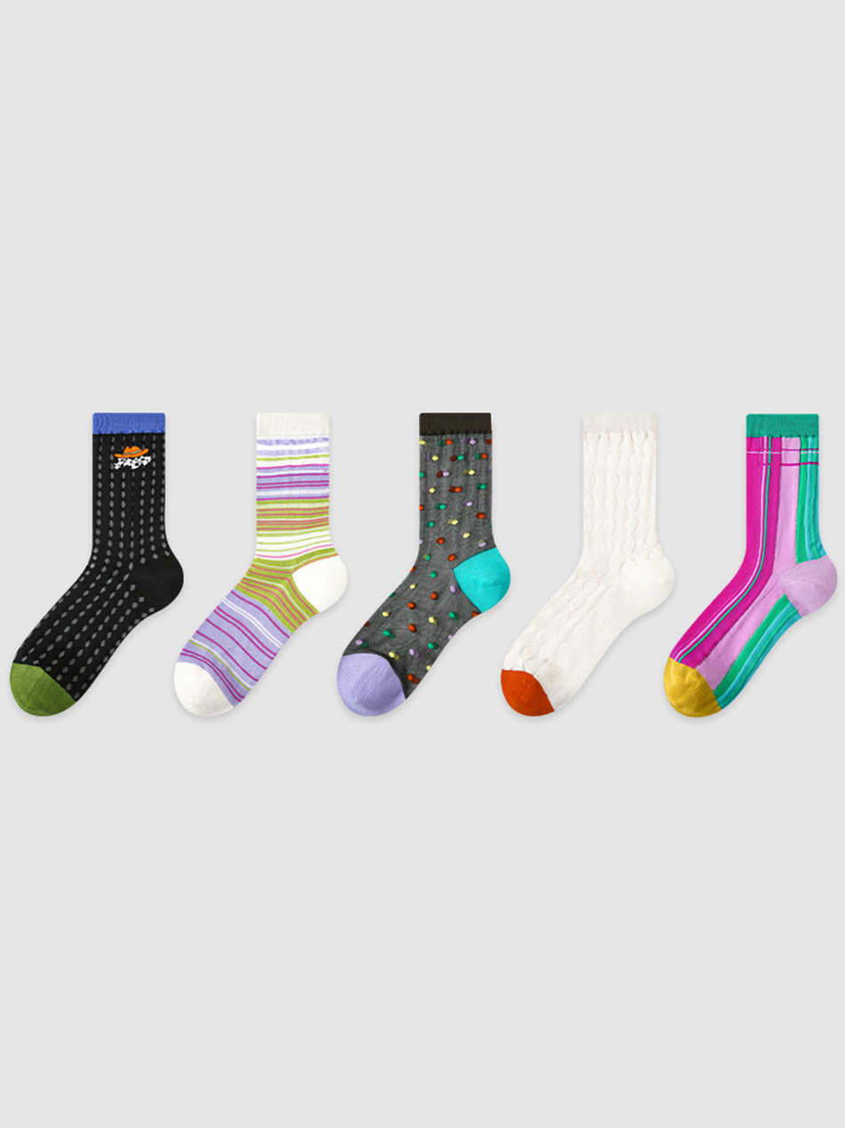 Calzini A Strisce E Pois Colorati 5 Paia