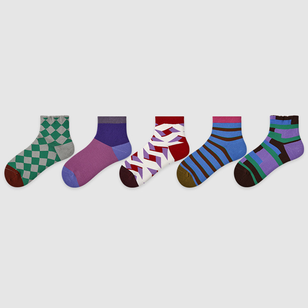 Calzini Sportivi Caviglia Pois Colorati 5 Pezzi