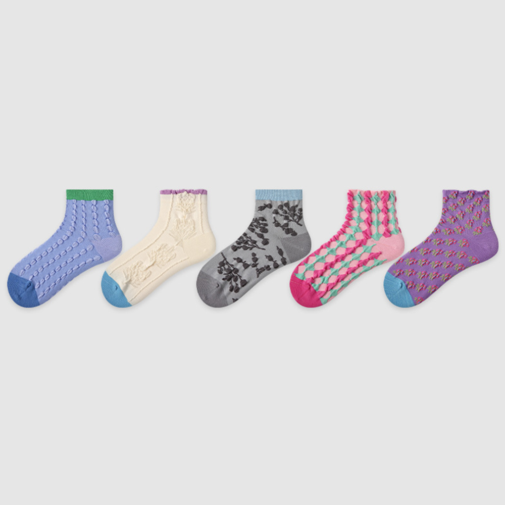 Calzini Sportivi Caviglia Pois Colorati 5 Pezzi