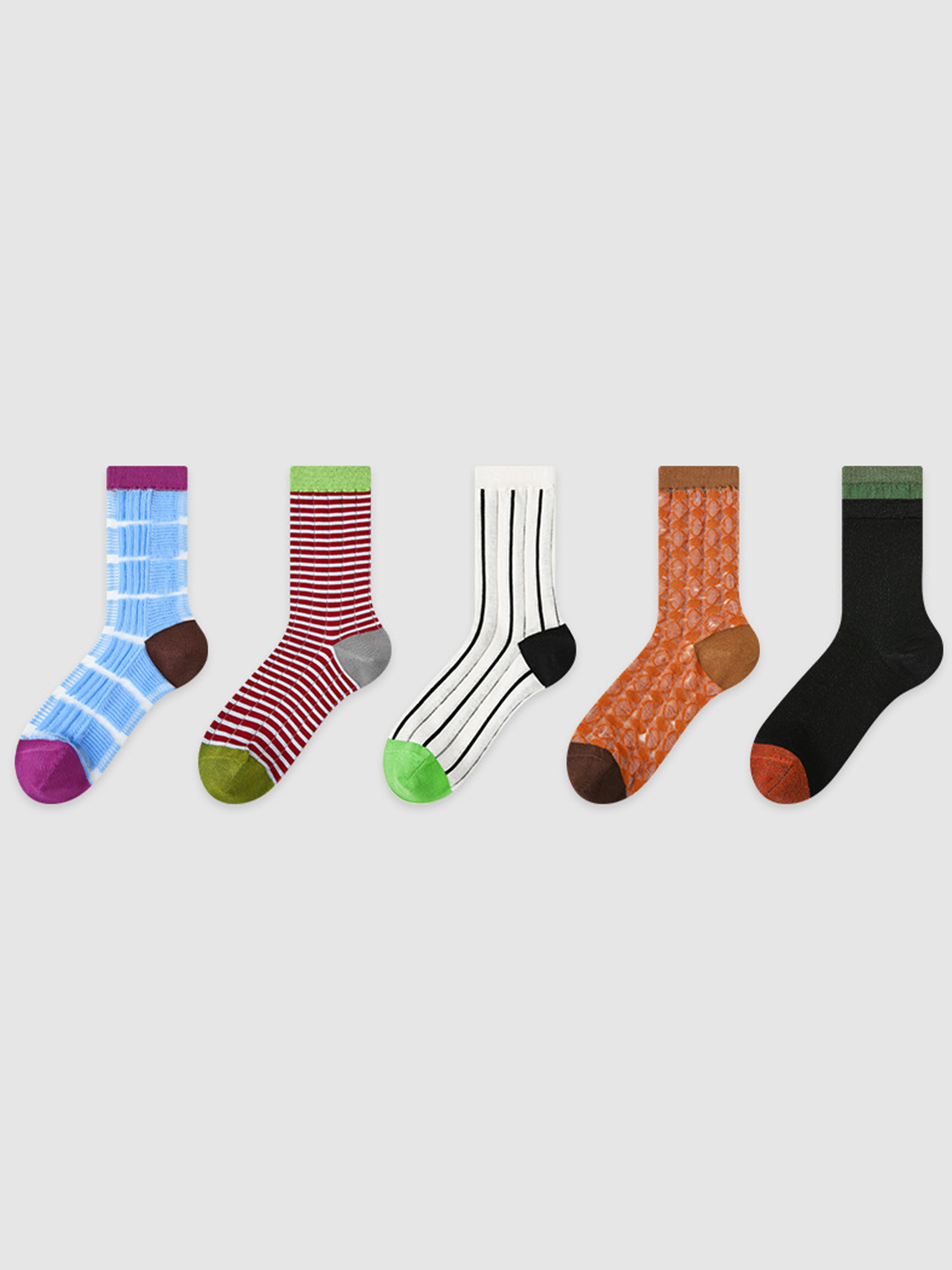 Calzini A Strisce E Pois Colorati 5 Paia