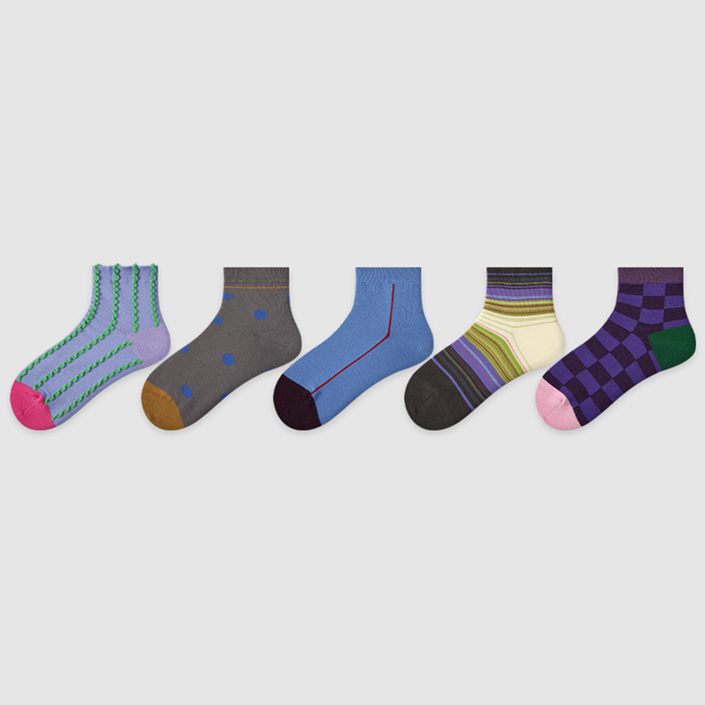 Calzini Sportivi Caviglia Pois Colorati 5 Pezzi