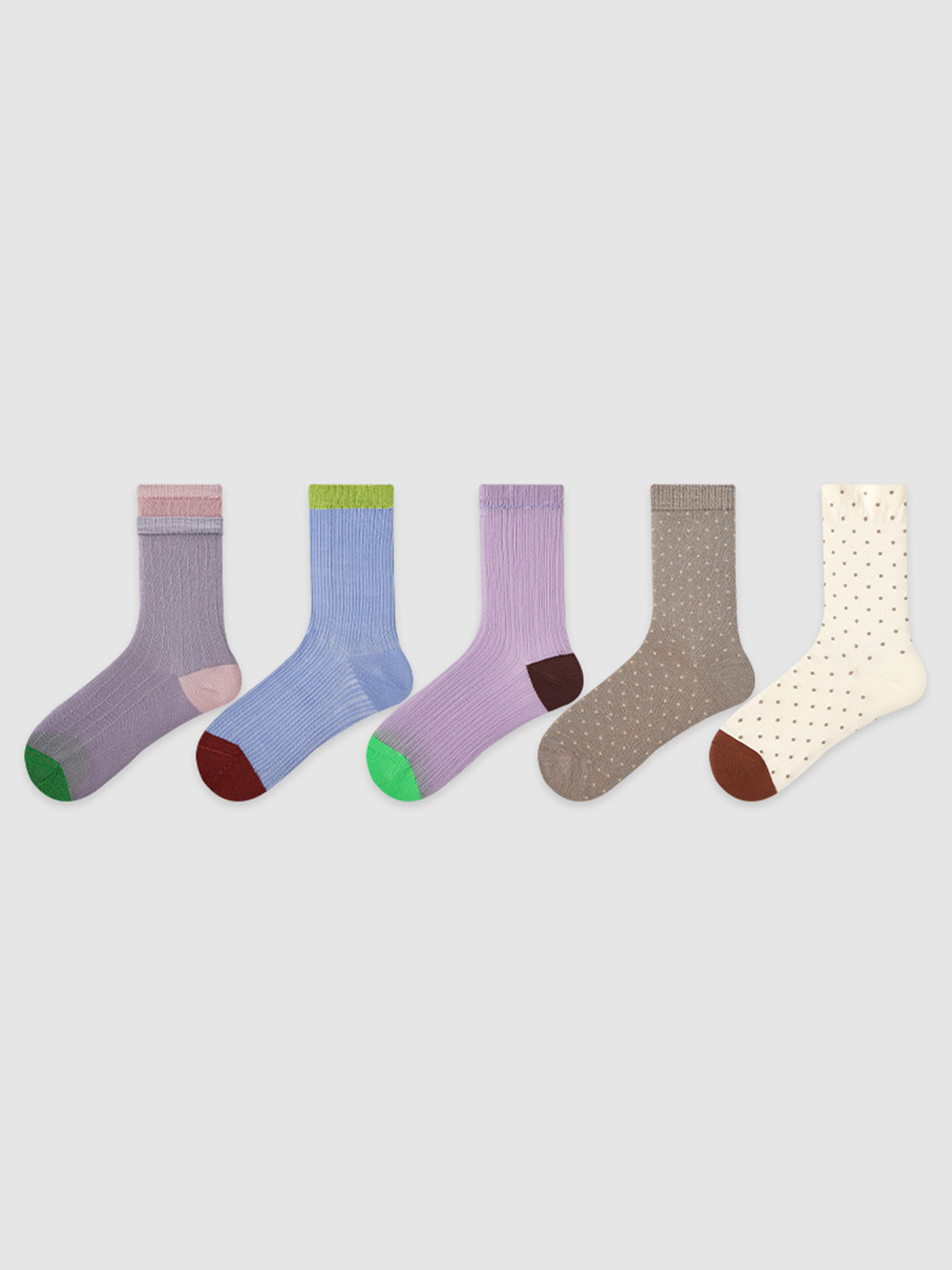 Calzini A Strisce E Pois Colorati 5 Paia