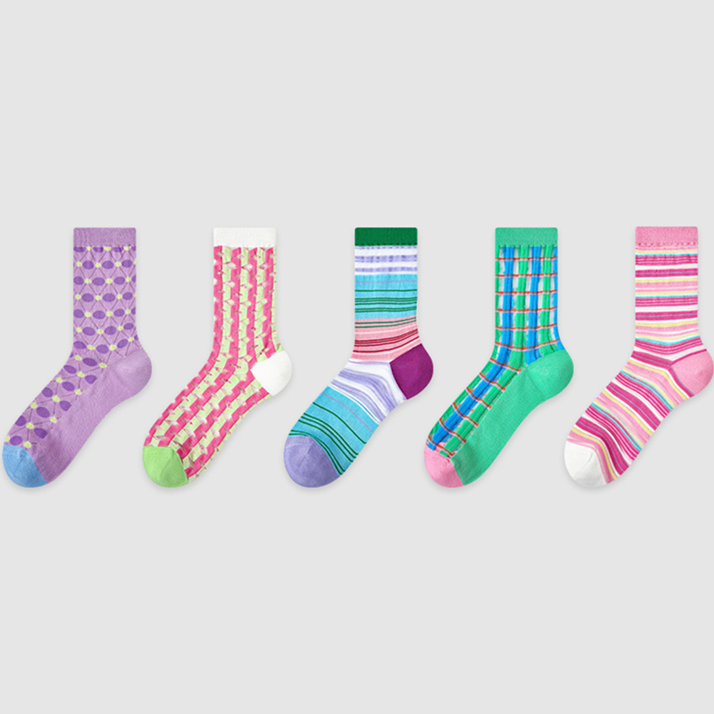 Calzini A Strisce E Pois Colorati 5 Paia
