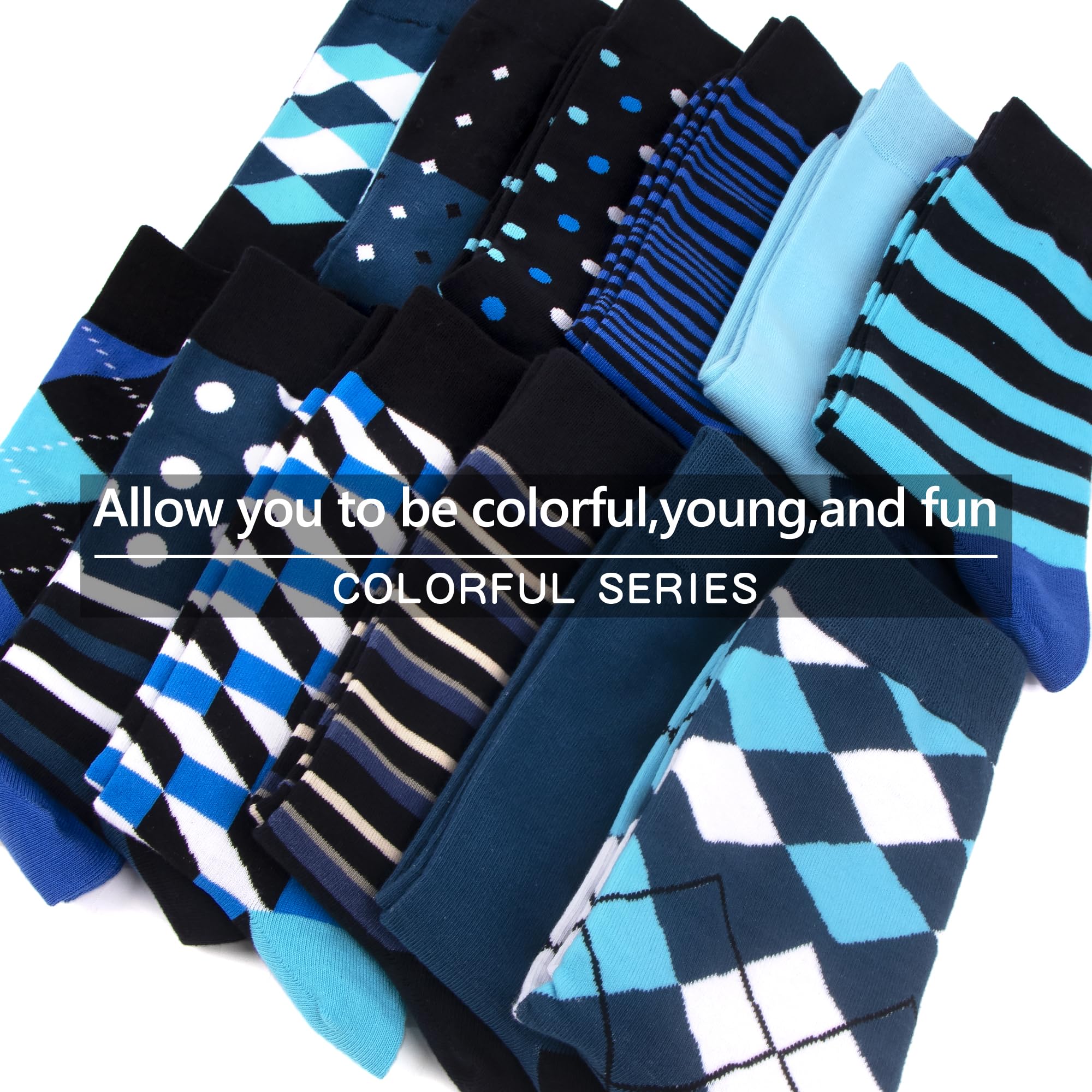 Calzini Uomo Eleganti Colorati Blu Fantasia 12 Paia Taglia 40 45